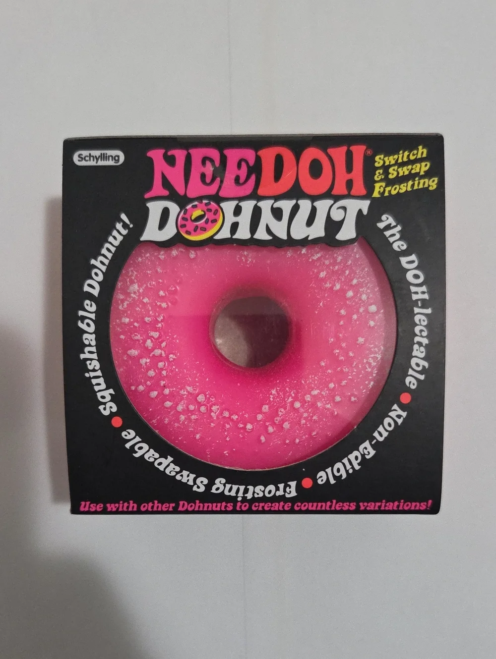 Needoh Pink Dohnut W/Powder Frosting Squishable Stress Toy-Authentic
